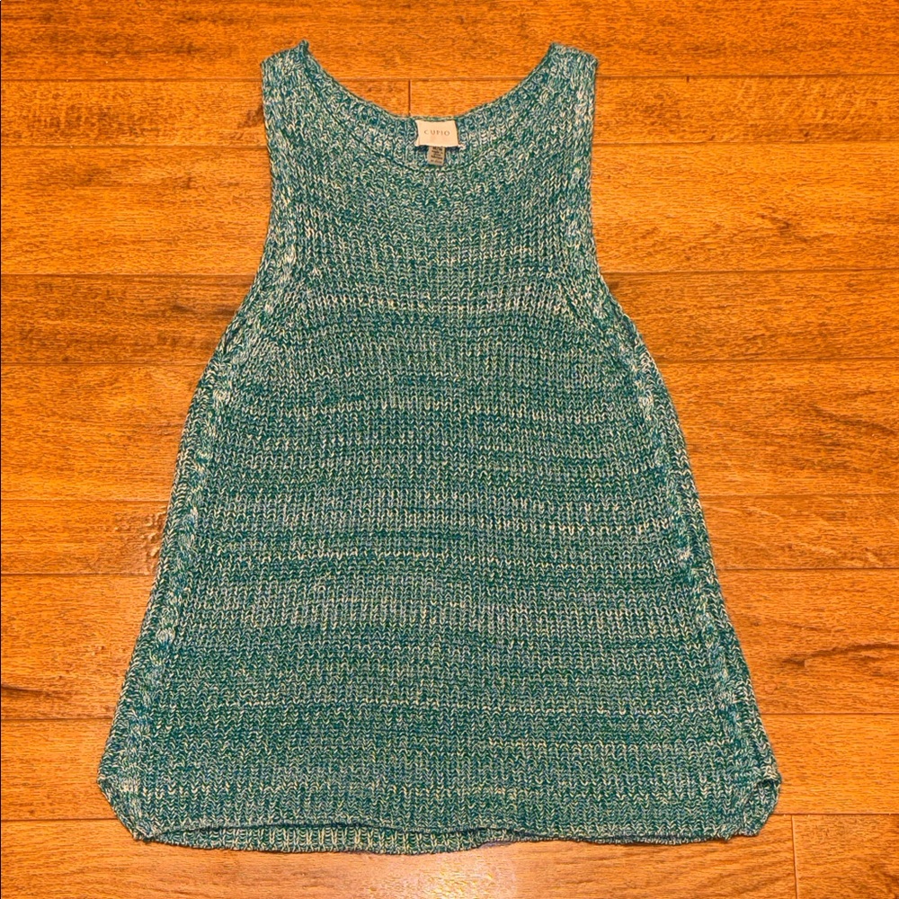 Medium Cupio Blue Patterned Sweater Sleeveless Top - image 4
